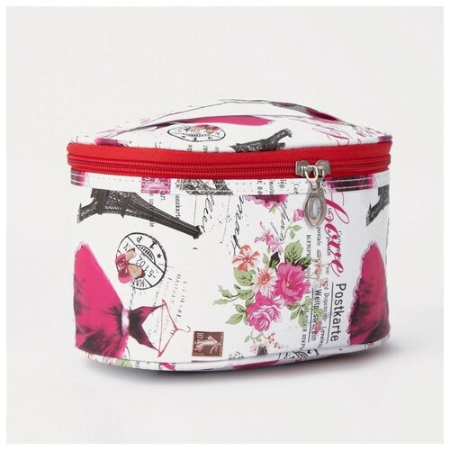 фото Косметичка на молнии, цвет белый/красный vamei