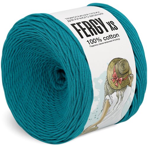 Трикотажная пряжа для вязания / Лицевая / 110м / XS 3-5мм / Темно-бирюзовый