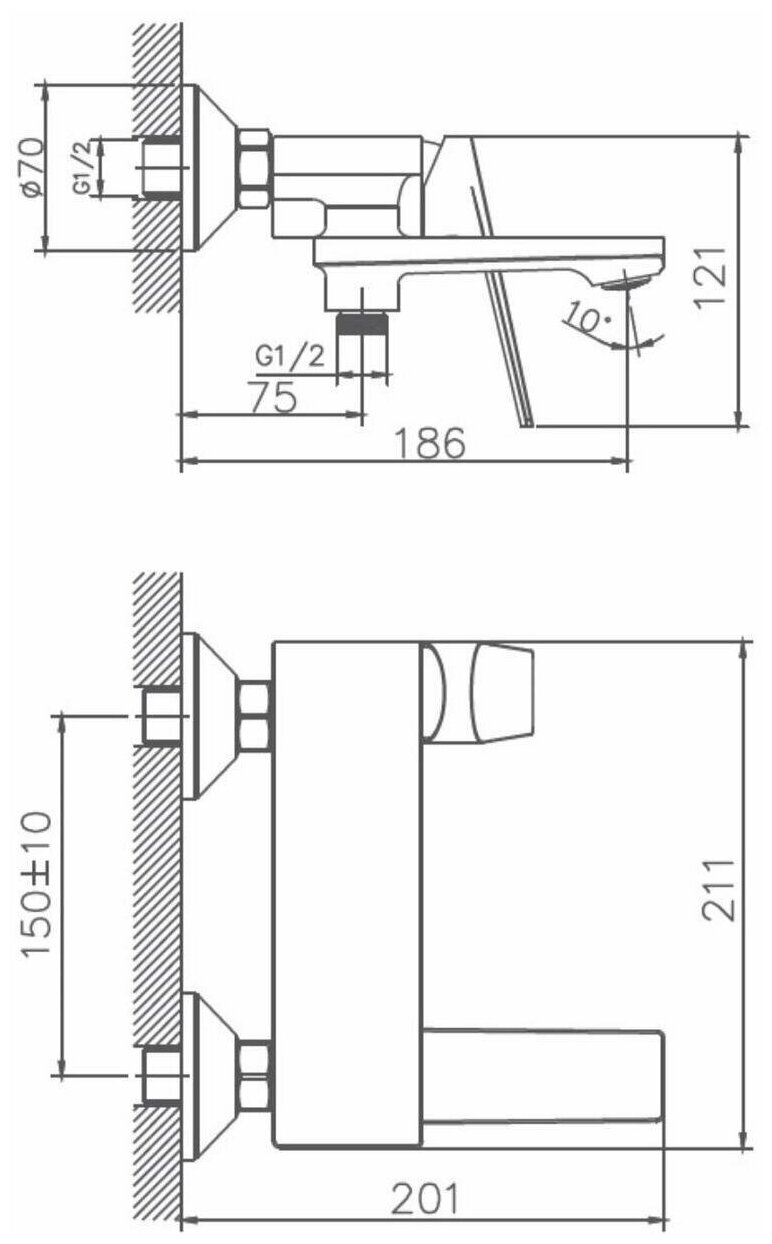 Смеситель для ванны Haiba HB60533-3 - фотография № 5