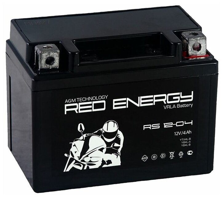 Аккумулятор RED ENERGY RS 1204 (12V / 4Ah) [YB4L-B, YB4L-A, YTX4L-B] мотоцикл / скутер / мопед / квадроцикл