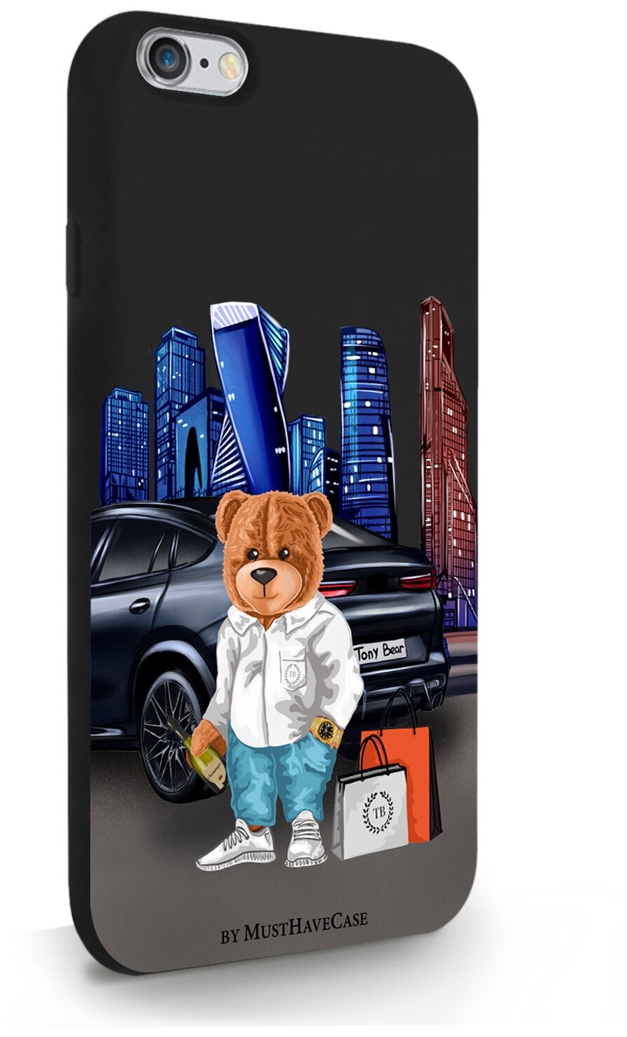 Черный силиконовый чехол MustHaveCase для iPhone 6/6s Tony Moscow city/ Тони Москва Сити для Айфон 6/6с