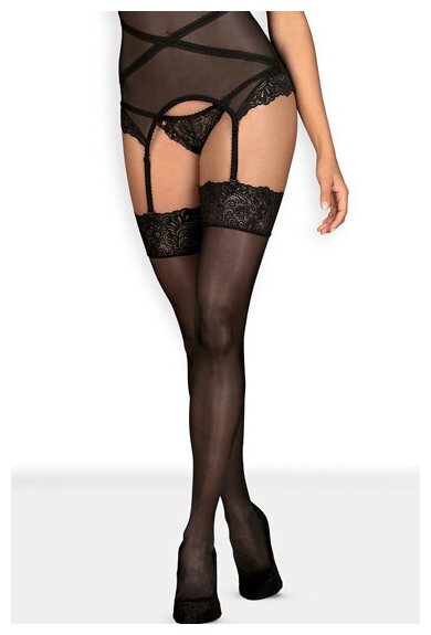 57086 Obsessive Bondea stockings, черные. Чулки для ношения с поясом.  Размер S-M — купить в интернет-магазине по низкой цене на Яндекс Маркете