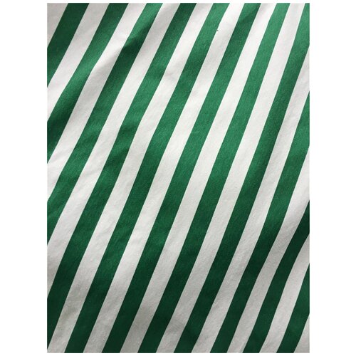 Сорочечная Ткань для шитья Тиси (35%ХБ, 65%ПЭ), Текса Вей, плотность 120г/м3, ширина 1,5*5, полоска бело-зеленая