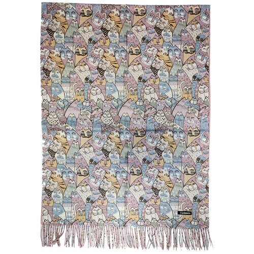 Шарф кошки, шарф коты, палантин кошки, платок кошки, уютный палантин с котами кашемир, шарф с котами розовый, палантин кашемир