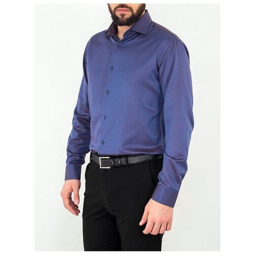 фото Рубашка мужская длинный рукав greg 763/199/1079/z/1, полуприталенный силуэт / regular fit, цвет фиолетовый, рост 174-184, размер ворота 41