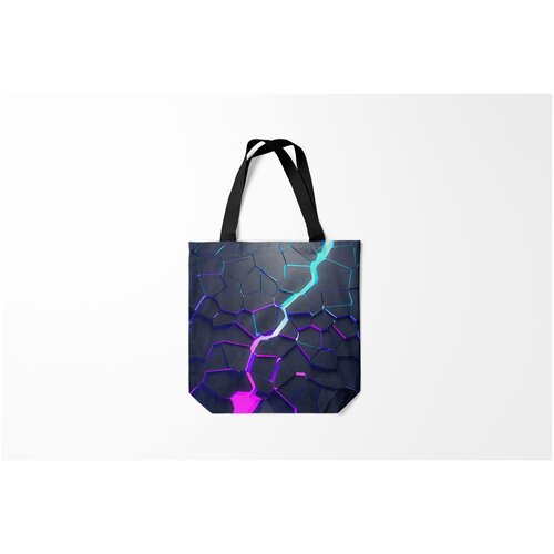 фото Сумка-шоппер / 40х40 см / популярные иллюстрации / текстуры неоновый разлом 3д burnettie