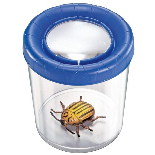 Банка стакан NAVIR Мега для насекомых с линзой 3x и жуком игрушкой синий 8027_B