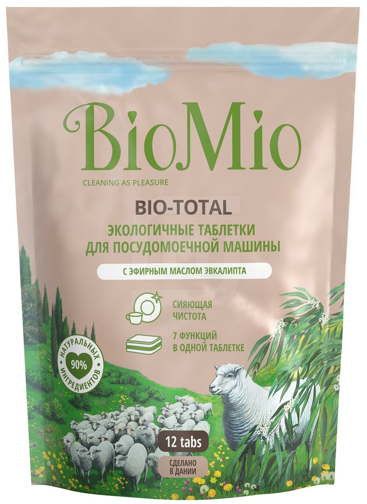 Таблетки для посудомоечных машин Biomio Bio-Total с маслом эвкалипта 12шт