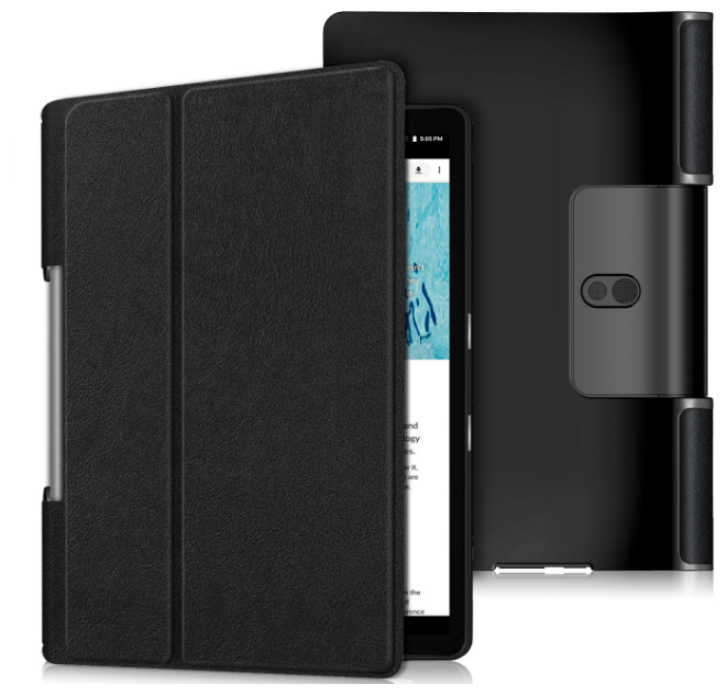 Чехол-обложка MyPads для Lenovo Yoga Smart Tab YT-X705F тонкий умный кожаный на пластиковой основе с трансформацией в подставку черный