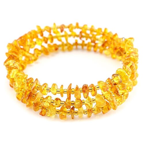 фото Amberholl браслет из натурального янтаря на тройной струне «галька золотистая»