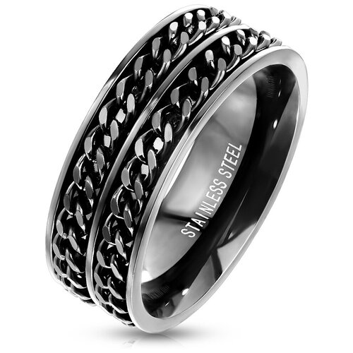 фото Кольцо из стали с двойной вращающейся цепочкой r-m7563k, размер 20,5 spikes