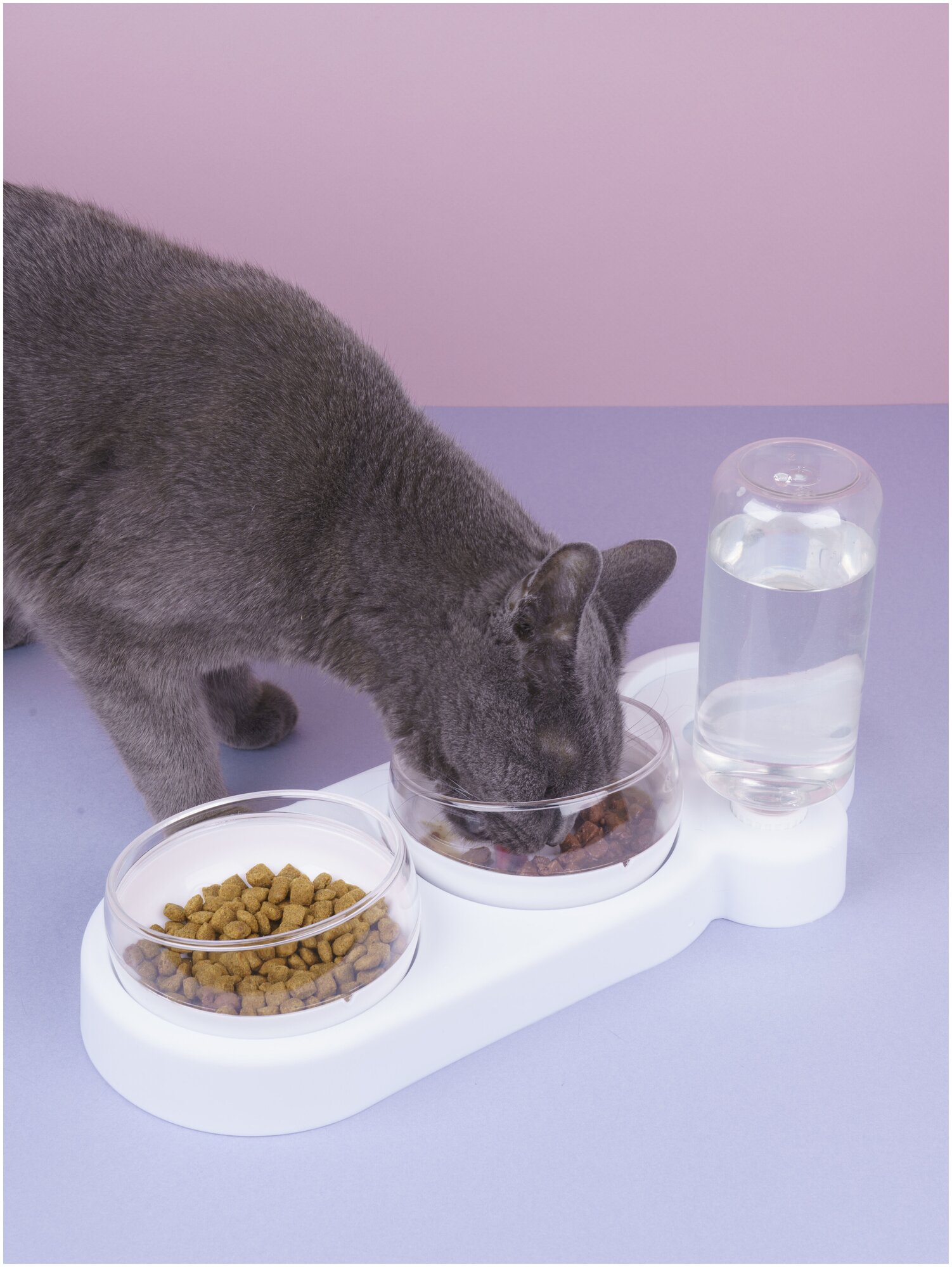 Двойная миска для кошек на подставке для воды и корма / Автопоилка для кошек, Universal-Sale - фотография № 2