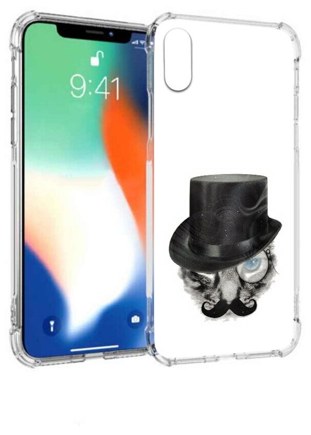 Чехол задняя-панель-накладка-бампер MyPads интелегентный кот для iPhone X/XS/10 противоударный