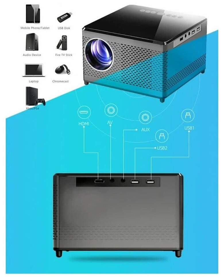 Проектор TouYinger T10W Android 9 Smart TV 1080p 7200lm