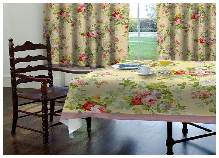 фото Скатерть габардин Роз лимон печать 150*180 (МарТекс)
