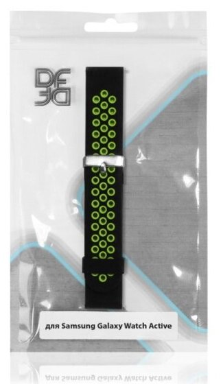 Ремешок DF sSportband-01 для Samsung Galaxy Watch Active/Active2 черный/зеленый (DF SSPORTBAND-01 (B - фото №2