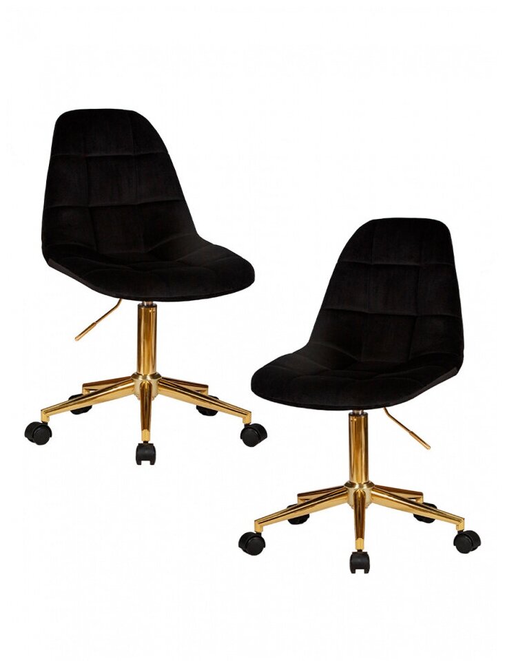 Набор 2 шт. Офисное кресло для персонала DOBRIN DIANA, LM-9800-Gold, чёрный велюр (MJ9-101)