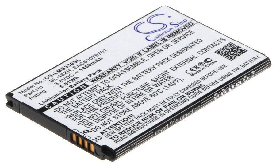 Аккумулятор CS-LMS330SL BL-46ZH для LG AS330, AS375 3.8V / 1450mAh / 5.51Wh