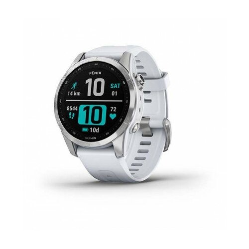 Garmin Fenix 7s серебристый с белым силиконовым ремешком white