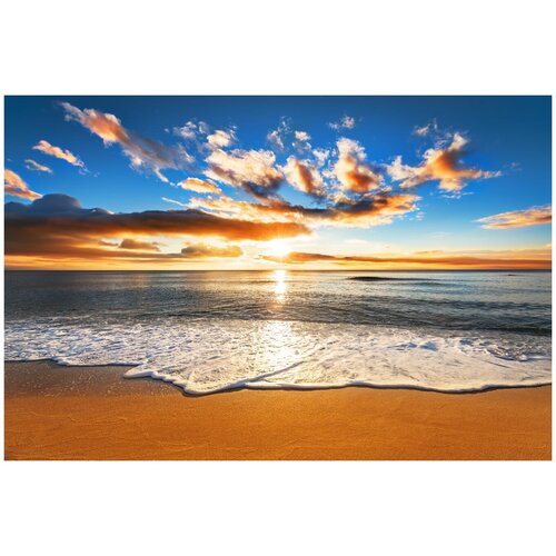 Флизелиновые фотообои Уютная стена Морской закат 400х270 см с текстурой Песок