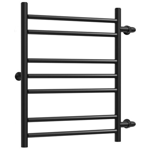Полотенцесушитель водяной ARIANO Турин 70х53 боковое подключение черный матовый, 7 перекладин, американки угловые 1'x1' в комплекте