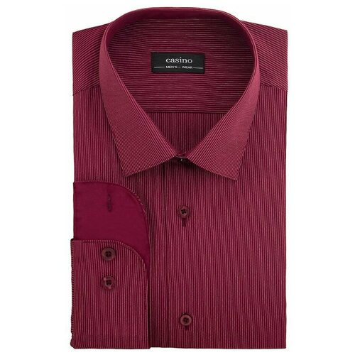 фото Рубашка мужская длинный рукав casino c661/15/3035/z/1, полуприталенный силуэт / regular fit, цвет бордовый, рост 174-184, размер ворота 39