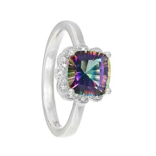 фото Серебряное кольцо 'вива' с мистическим топазом и фианитами серена-сильвер