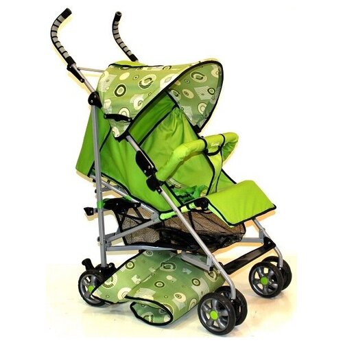 Коляска трость Stiony BUTTERFLY GREEN (зеленый с геометрические фигурами) с чехлом
