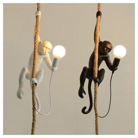 Светильник Обезьяна с Лампой Monkey Black Lamp Ceiling
