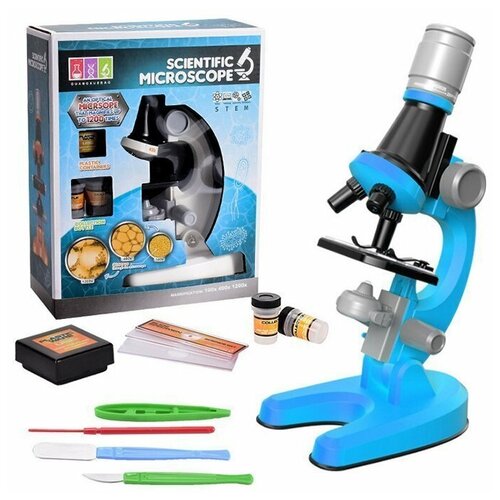 Микроскоп для детей голубой в коробке