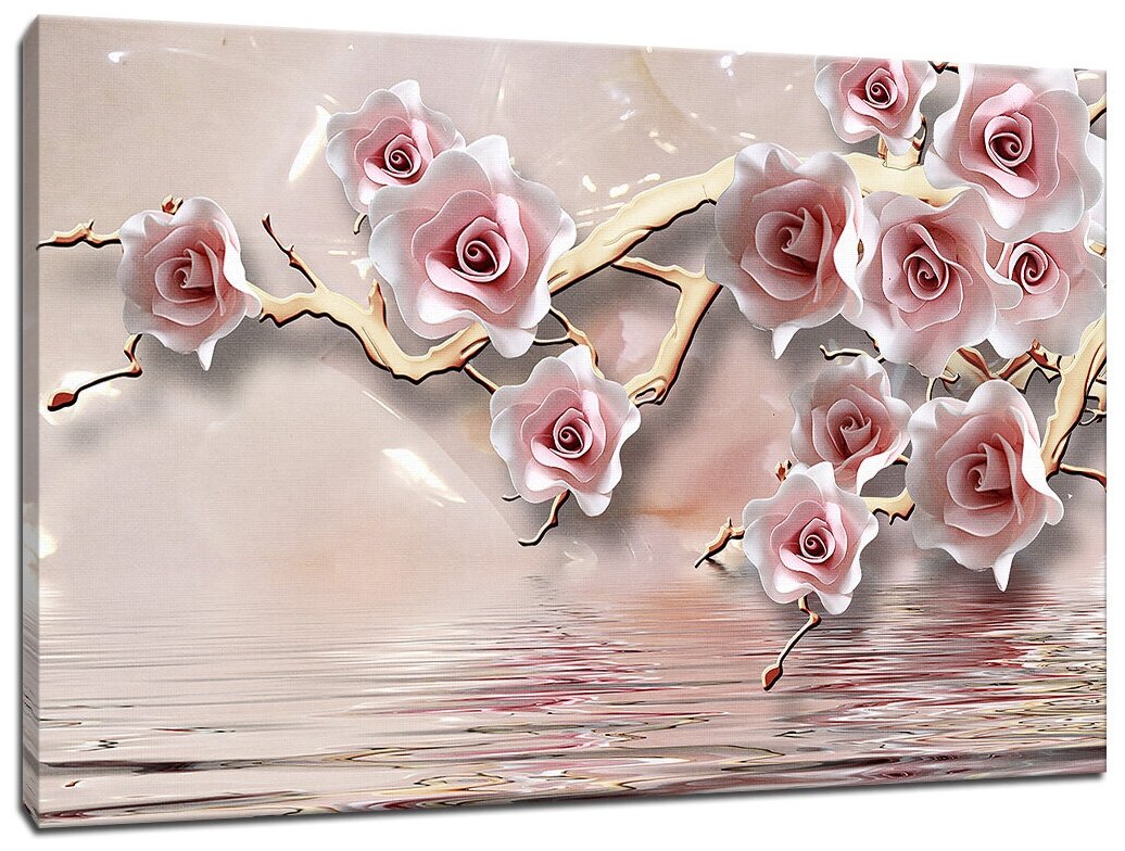 Картина Уютная стена "3D ветка розы" 100х60 см