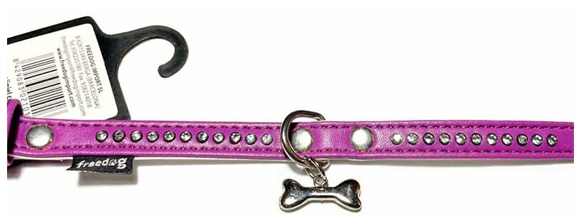 Ошейник со стразами для маленьких собак фиолетовый 25 см