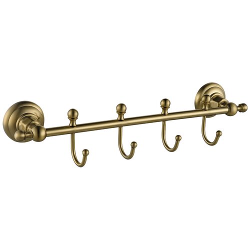 Вешалка металлическая для ванной комнаты (кухни) настенная с 4 крючками ELGHANSA PRK-640-Bronze, бронза