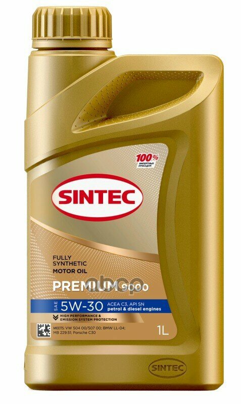 SINTEC Масло Sintec Premium 9000 5W-30 C3 Sn 1Л (Старый Арт. 900375)