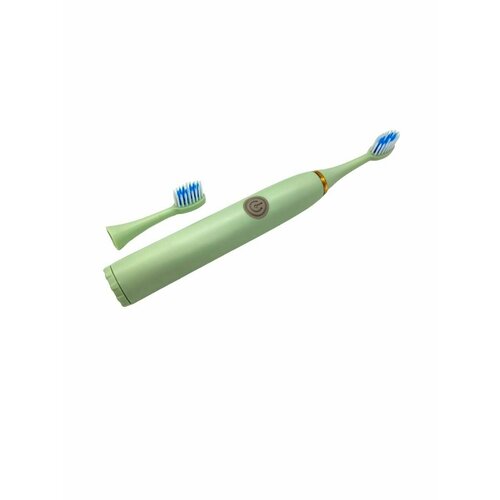 Зубная щетка электрическая на батарейках, две насадки, зеленый