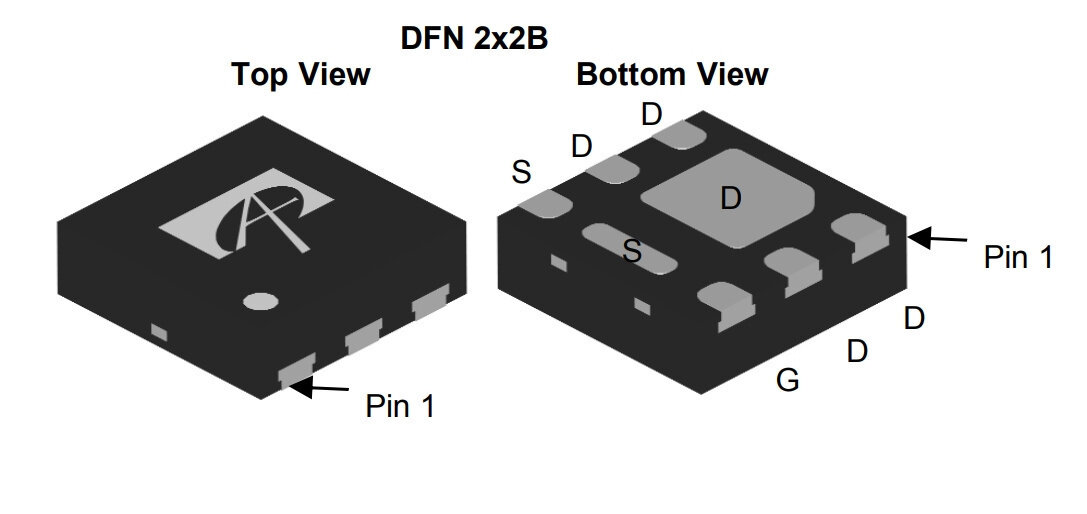 Микросхема AON2409 P-Channel MOSFET 30V 8A DFN2X2B