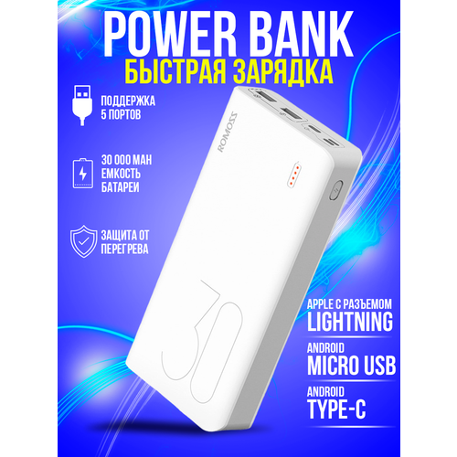 Повербанк 30000mAh Sense 8 power bank внешний аккумулятор 200000₽
