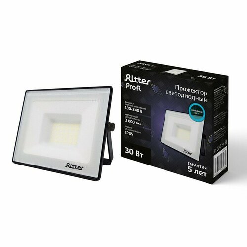 Прожектор светод серия PROFI 230В 30Вт 6500К 3000Лм IP65 черн гарантия 5 лет 53407 9 1533₽