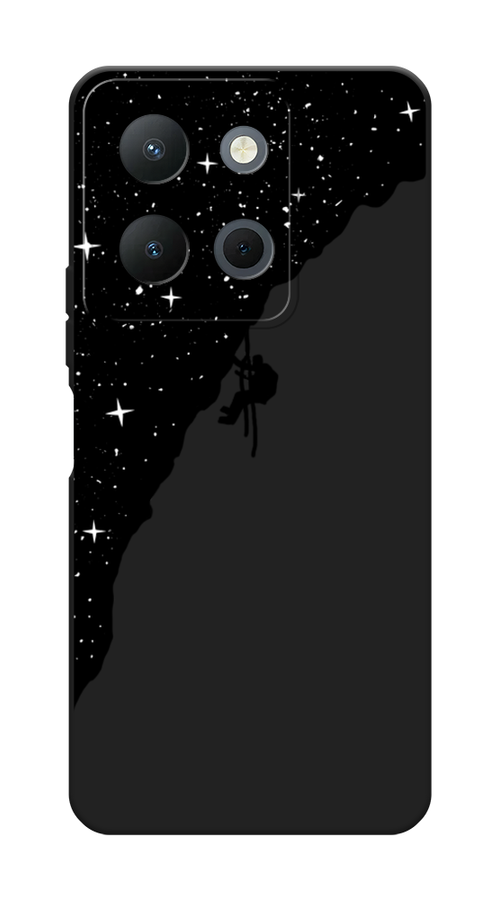 Матовый силиконовый чехол на Vivo Y36 4G / Виво Y36 4G Скалолаз в космосе, черный