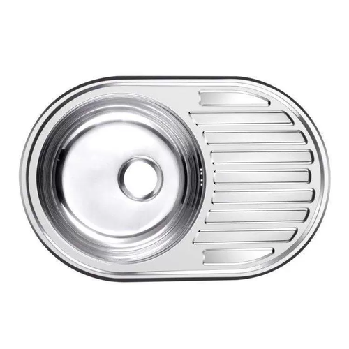 Мойка TDF овальная врезная с сушилкой справа 770х500х180х0,8 декор