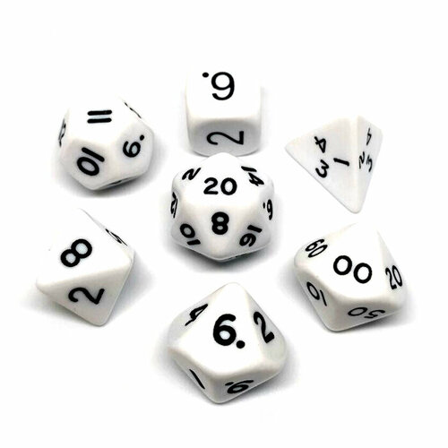 Набор кубиков для DnD (Dungeons and Dragons, ДнД) Симпл, бело-черный 49pcs polyhedral dice dnd dice double colors dice with pouch for dnd rpg mtg games d4 d6 d8 d10 d% d12 d20