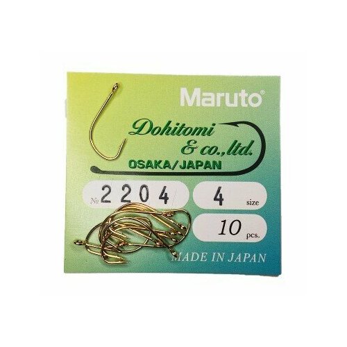фото Крючок рыболовный универсал maruto 2204 размер № 4 (упак. 10 шт) с покрытием go