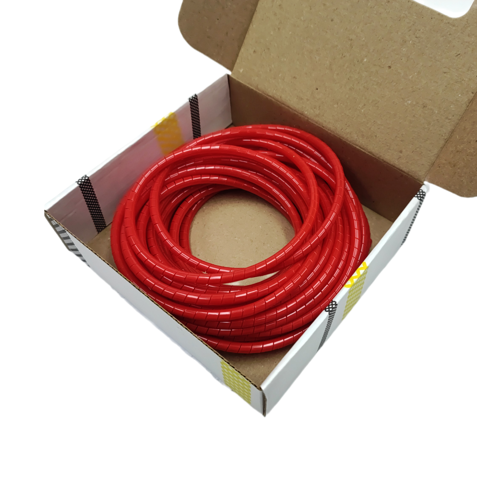 Оплетка спиральная для кабелей и проводов 6мм, 10м, красная - фотография № 3