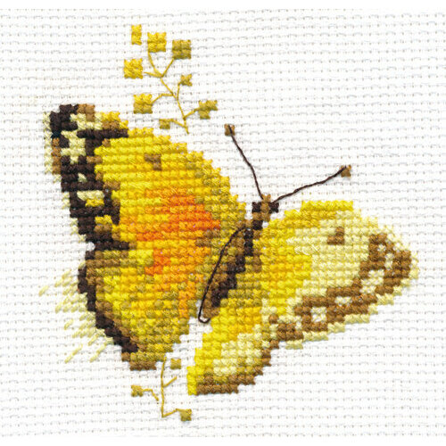 набор для вышивания алиса тропические рыбки полосатая 9х8 см Набор для вышивания Алиса Яркие бабочки. Желтая 9х8 см