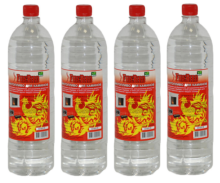 Биотопливо для биокаминов FireBird 6 литров (4 бутылки по 1,5 литра)