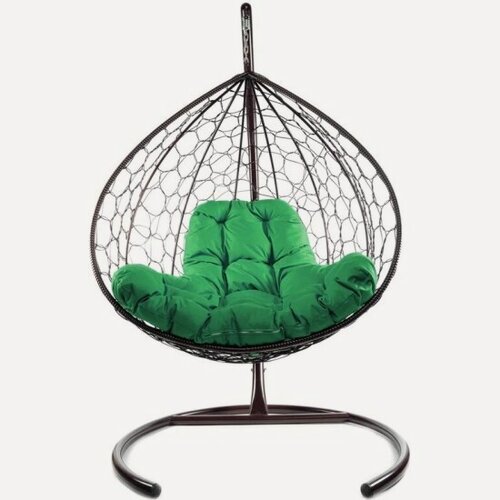 Изображение товара Подвесное кресло кокон M-group XL с ротангом коричневое+зеленая подушка
