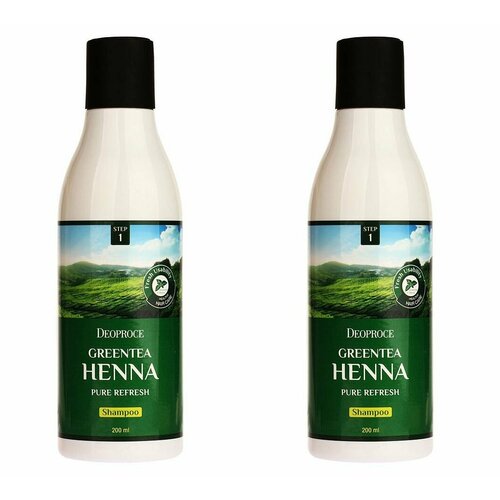 Deoproce Шампунь для волос с зеленым чаем и хной Green Tea Henna Pure Refresh Shampoo, 200 мл, 2 шт шампунь для волос rusk шампунь для волос с зеленым чаем sensories full green tea alfalfa shampoo