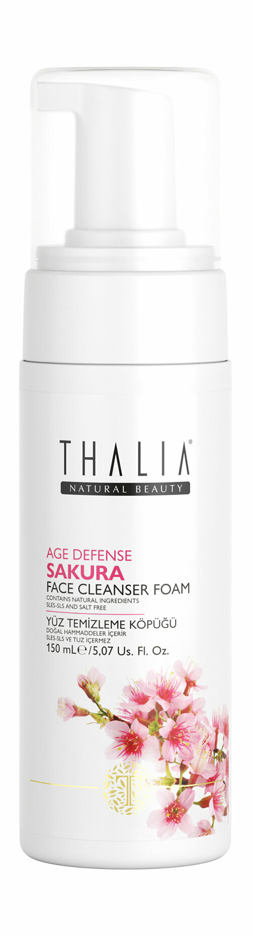 THALIA NATURAL BEAUTY Sakura Age-Defense Face Cleansing Foam Пенка для умывания лица с экстрактом сакуры, 150 мл