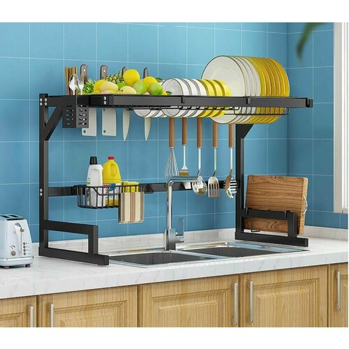 Сушилка для посуды/ настольная на раковину для кухни/ сушка для посуды двухъярусная