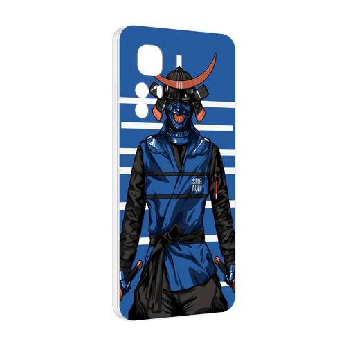 Чехол MyPads самурай в синей форме для Blackview A85 задняя-панель-накладка-бампер